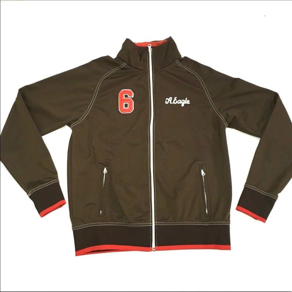 AMERICAN EAGLE Brown Athletic Zip Jacket